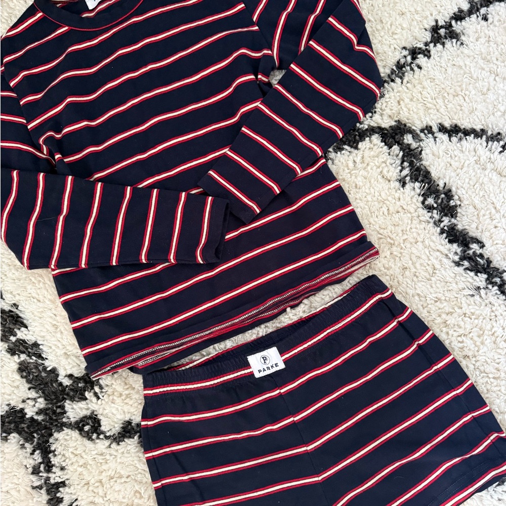Park Women's Navy and Red Striped set
